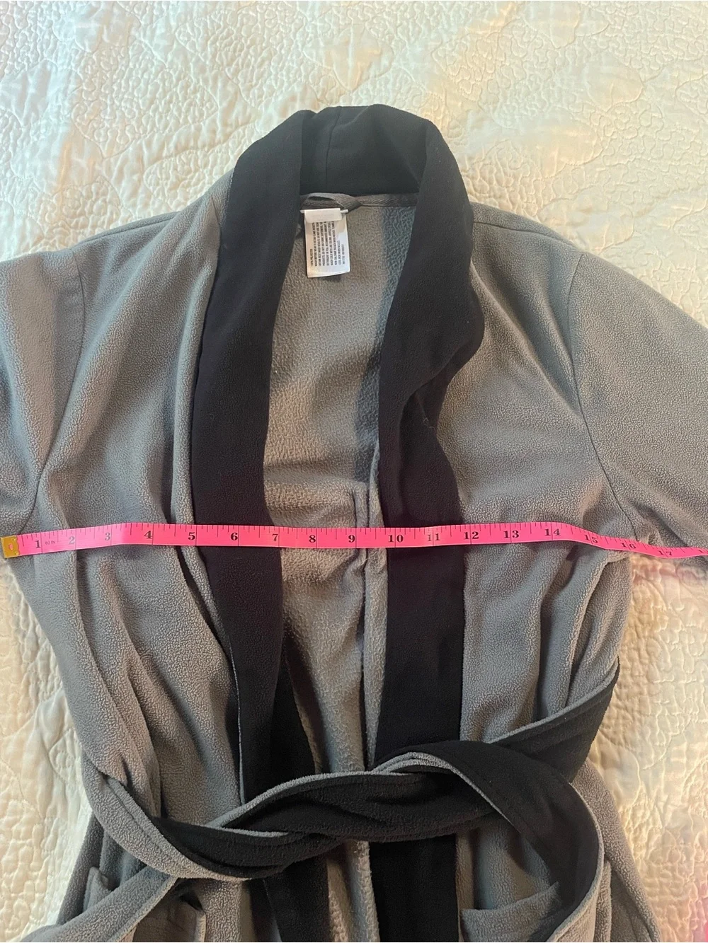 Cherokee Gray Fleece Robe with Black Trim